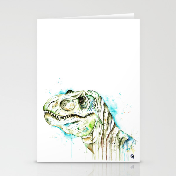 T Rex Tom The T Rex Colorful Watercolor Painting Stationery