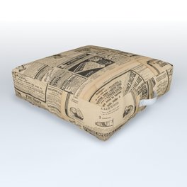 Used paper background. Old newspaper page with vintage advertising Outdoor Floor Cushion