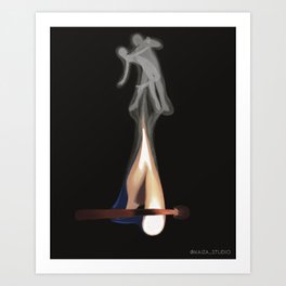 Couple Dancing in the smoke of The Flame  Art Print