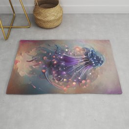 Colourful Abstract AI Art Jellyfish Rug