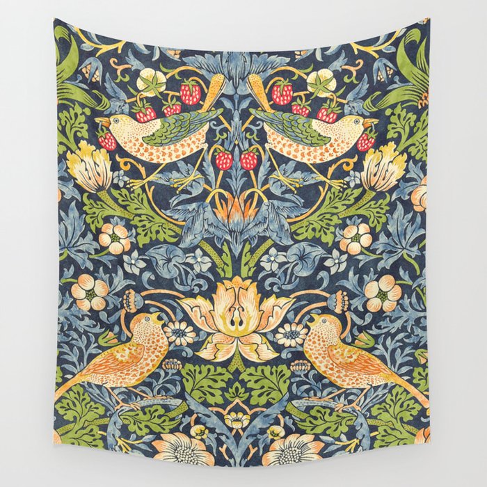 William Morris Strawberry Thief Restored Wall Tapestry