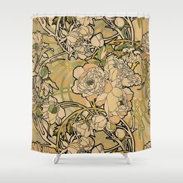 Alphonse mucha - flowers textile Shower Curtain