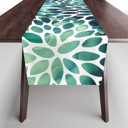 Floral Watercolor, Navy, Blue Teal, Abstract Watercolor Table Runner