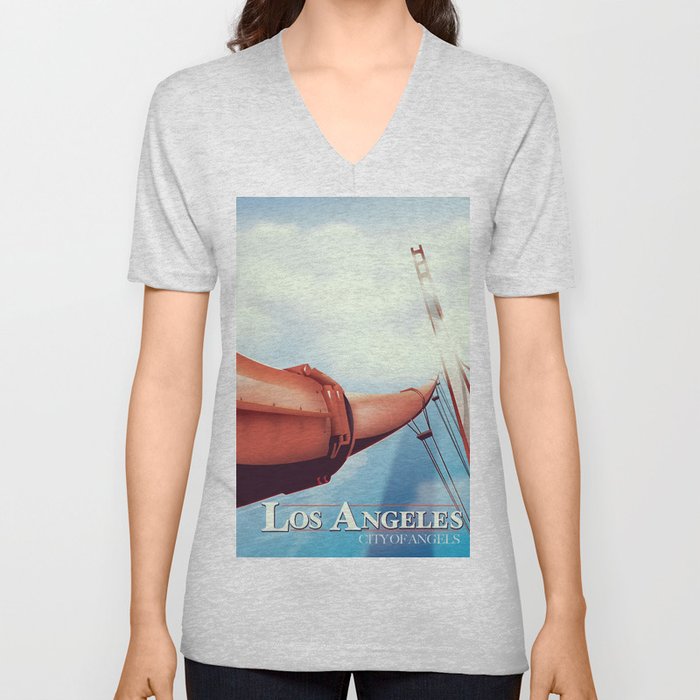 Los Angeles "City of Angels" Travel poster V Neck T Shirt