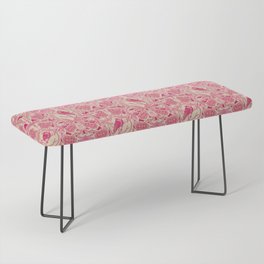 Hot Pink/Red & Cream Crow & Dragonfly Floral Bench