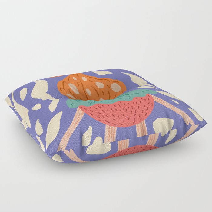 Mushroom Family Forest Floor Pillow