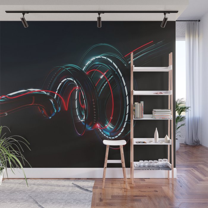 Abstract composition of Wires. Spiral Wall Mural