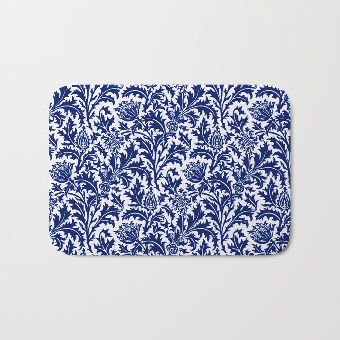 blue and white bath rug