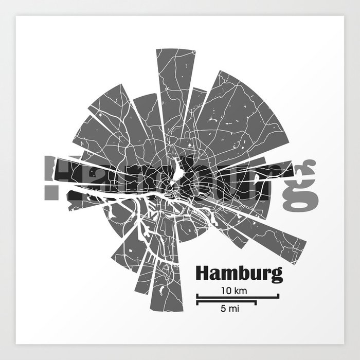 Hamburg Map Art Print