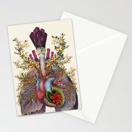 adore anatomical heart lungs collage by bedelgeuse Stationery Cards