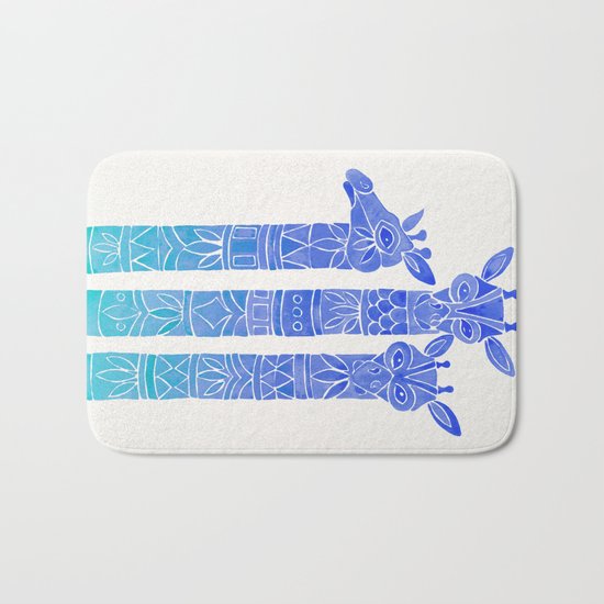Giraffes – Blue Ombré Bath Mat