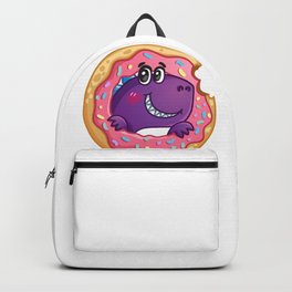 Funny cartoon dinosaur with a big donut Backpack | Cartoon, Drawing, Funny, Donut, Sweets, Dinosaur, Purple, Smile, Baby, Sweet 