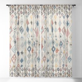 Oriental Vintage Moroccan Rug Sheer Curtain