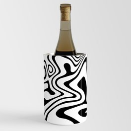 Organic Shapes And Lines Black And White Optical Art Wine Chiller