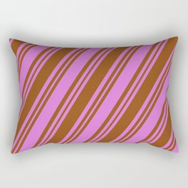 [ Thumbnail: Orchid and Brown Colored Lines/Stripes Pattern Rectangular Pillow ]