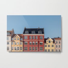 Colorful houses I Nyhavn, Copenhagen, Denmark I Scandinavian architecture I Vintage pastel colors Metal Print