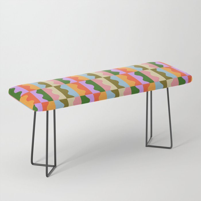 Funky Wavy Color Block Pattern Bench