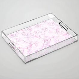 Elegant Blush Pink Glitter Tropical Palm Tree Leaves Ombre Acrylic Tray