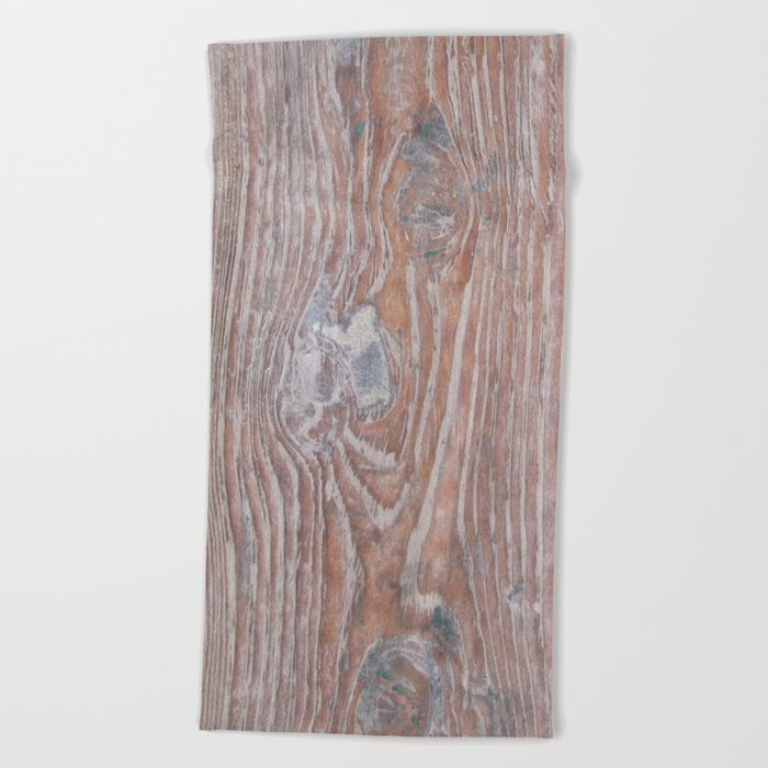 Old wood grain. Beach Towel