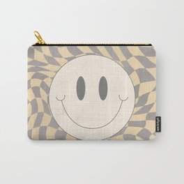 smiley warp checked in beige gray Carry-All Pouch