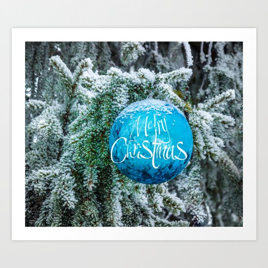 Christmas blue bauble Art Print