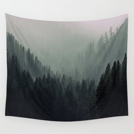 Mt Shasta Forest in Shades of Green Wall Tapestry