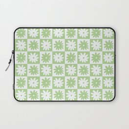 Green And White Checkered Flower Pattern Laptop Sleeve