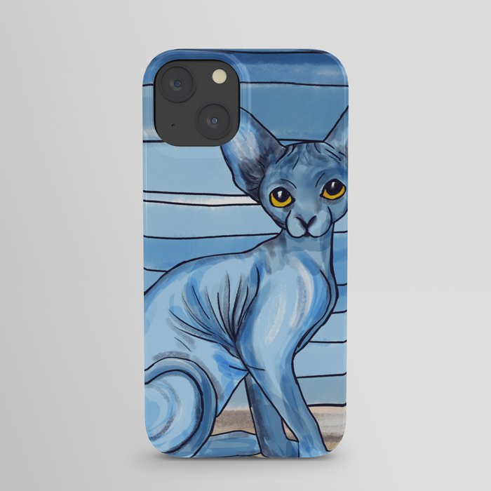 Blue Watercolor Sphynx Cat iPhone Case