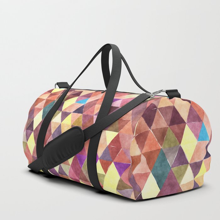 Geometrical Purple Burgundy Yellow Watercolor Argyle Pattern Duffle Bag