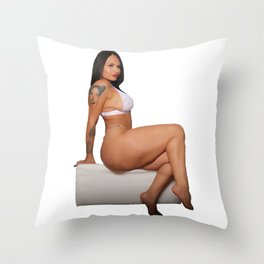 Naked woman, erotica, curvy female body water colour artwork Throw Pillow