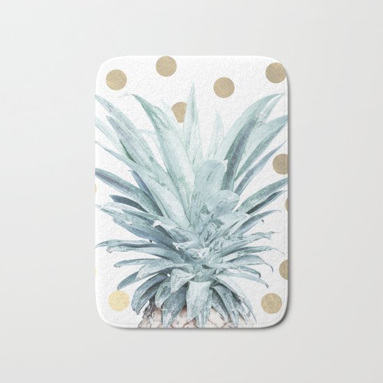 Pineapple crown - gold confetti Bath Mat