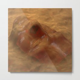 Warming up Metal Print | Female, Heat, Graphicdesign, Warm, 3D, Glass, Face, Glow, Illustration, Gold 