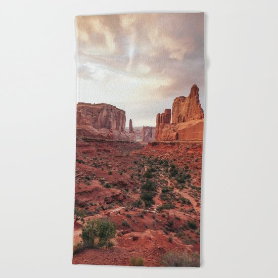 Fire Red Rock Formations in Utah Beach Towel