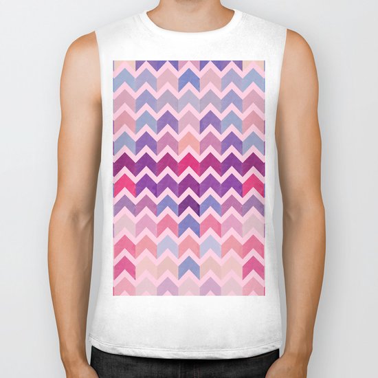 Watercolor Chevron Pattern II Biker Tank