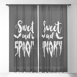 Sweet And Spooky Cool Halloween Saying Sheer Curtain