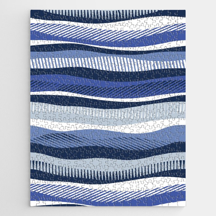 Float in // pastel indigo electric and midnight blue waves Jigsaw Puzzle