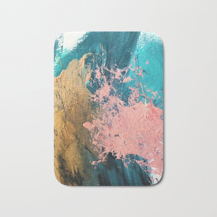 Coral Reef [1]: colorful abstract in blue, teal, gold, and pink Bath Mat