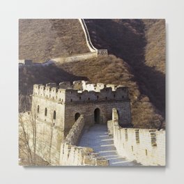 China Photography - The Great Wall Of China By The Grassy Mountain Metal Print