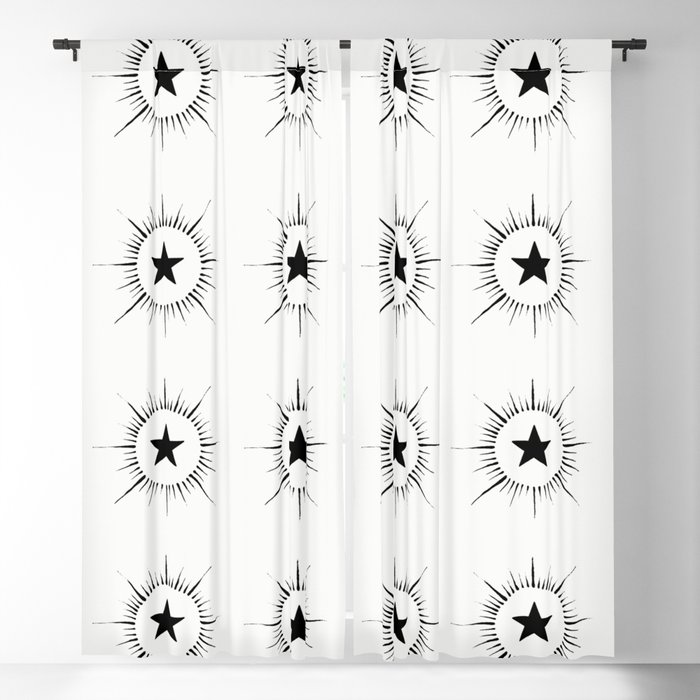 Minimal Art Galaxy - Star Pattern White Blackout Curtain