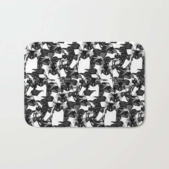 just penguins black white Bath Mat
