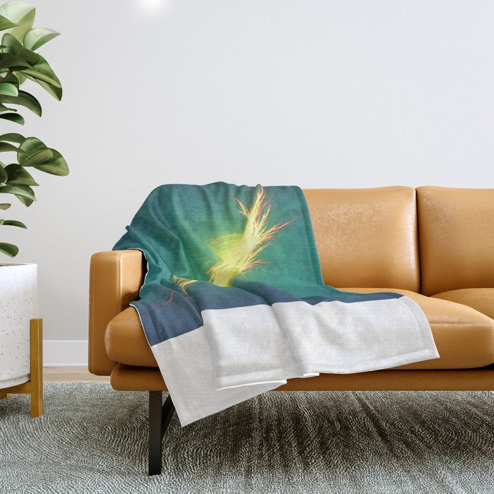 Fractal Phoenix Rising Throw Blanket