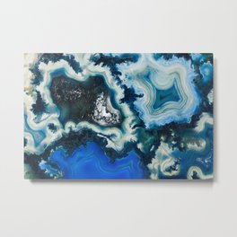 Blue agate abstract Metal Print