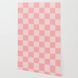 Pastel Pink Large Checkers Wallpaper