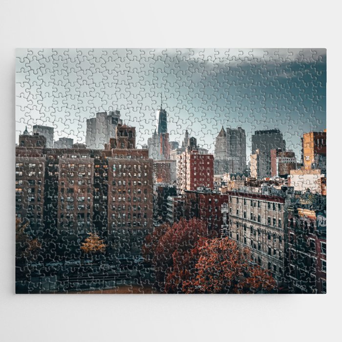 New York City skyline above Chinatown neighborhood in Manhattan Jigsaw Puzzle