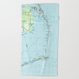 Vintage Southern Outer Banks Map (1957) Beach Towel