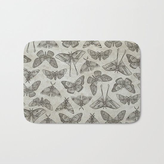 Lepidoptera Beige Bath Mat