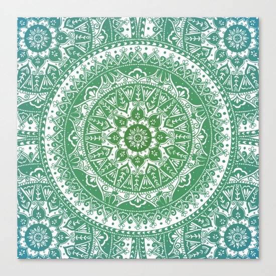 Green Mandala Pattern Canvas Print
