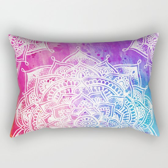 White Mandala on Watercolour Rectangular Pillow