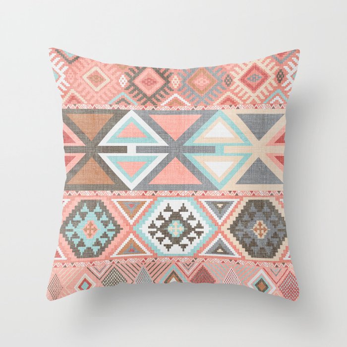 Aztec Artisan in Pink Throw Pillow