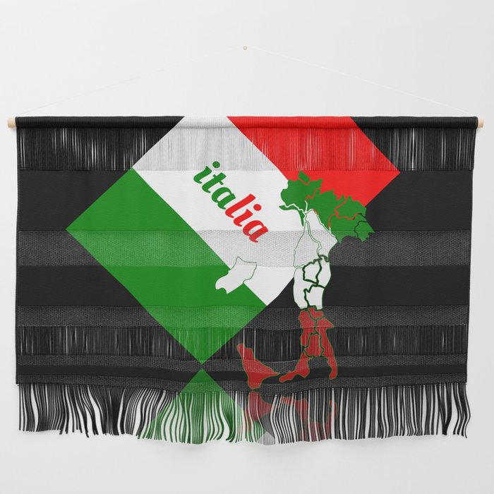 Elegant Italia - Italy Flag And Map Black Wall Hanging